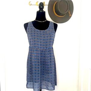 Bongo Y2K Sheer Turtle Print Open Back Mini Dress Tunic M